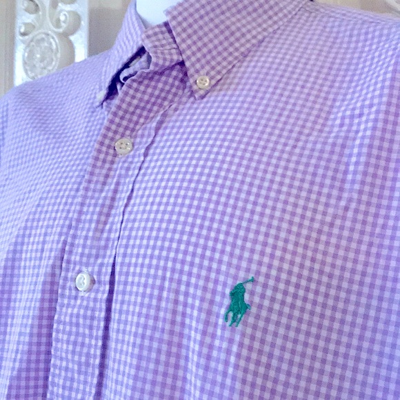 POLO RALPH LAUREN: Men's Classic-Fit Gingham Stretch Poplin Long-Sleeves Shirt - Picture 10 of 16